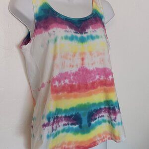 Handmade Rainbow Tie Dye Tank Top Cotton Summer Top Womens Size M NWT